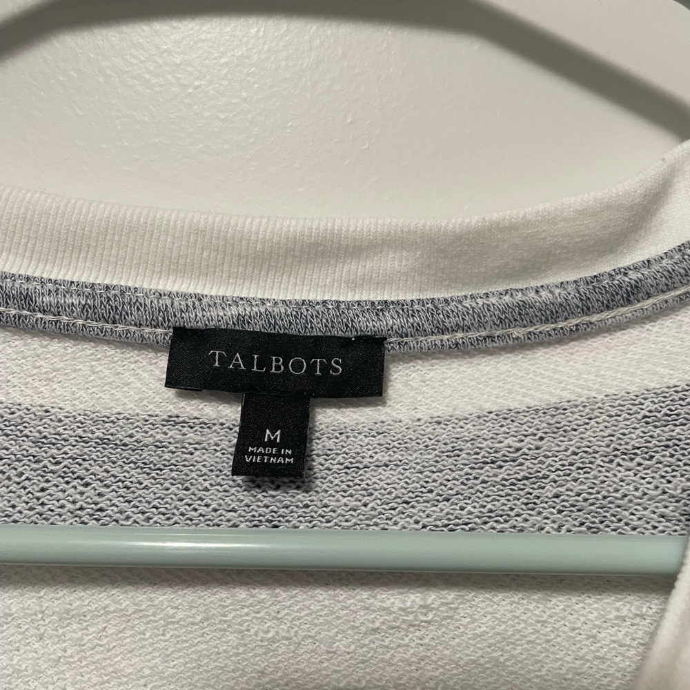 Talbots Women’s Medium Striped Gray Sweatshirt Top - image 4